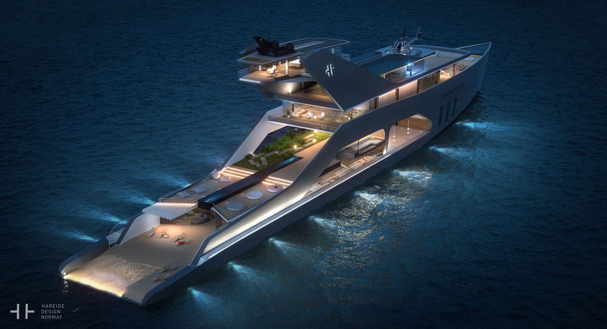 Superyatch with it's own private beach