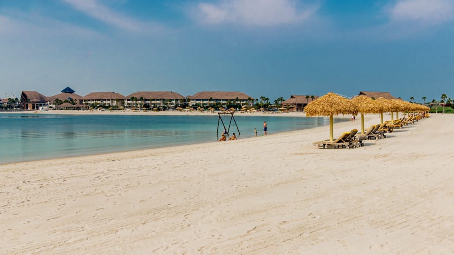 Luxury resort off Doha coast, shaped like Banana