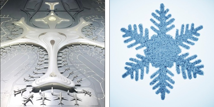 China airport design shaped like a snowflake