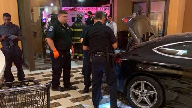 Expensive Mercedes crashes into Trump Plaza